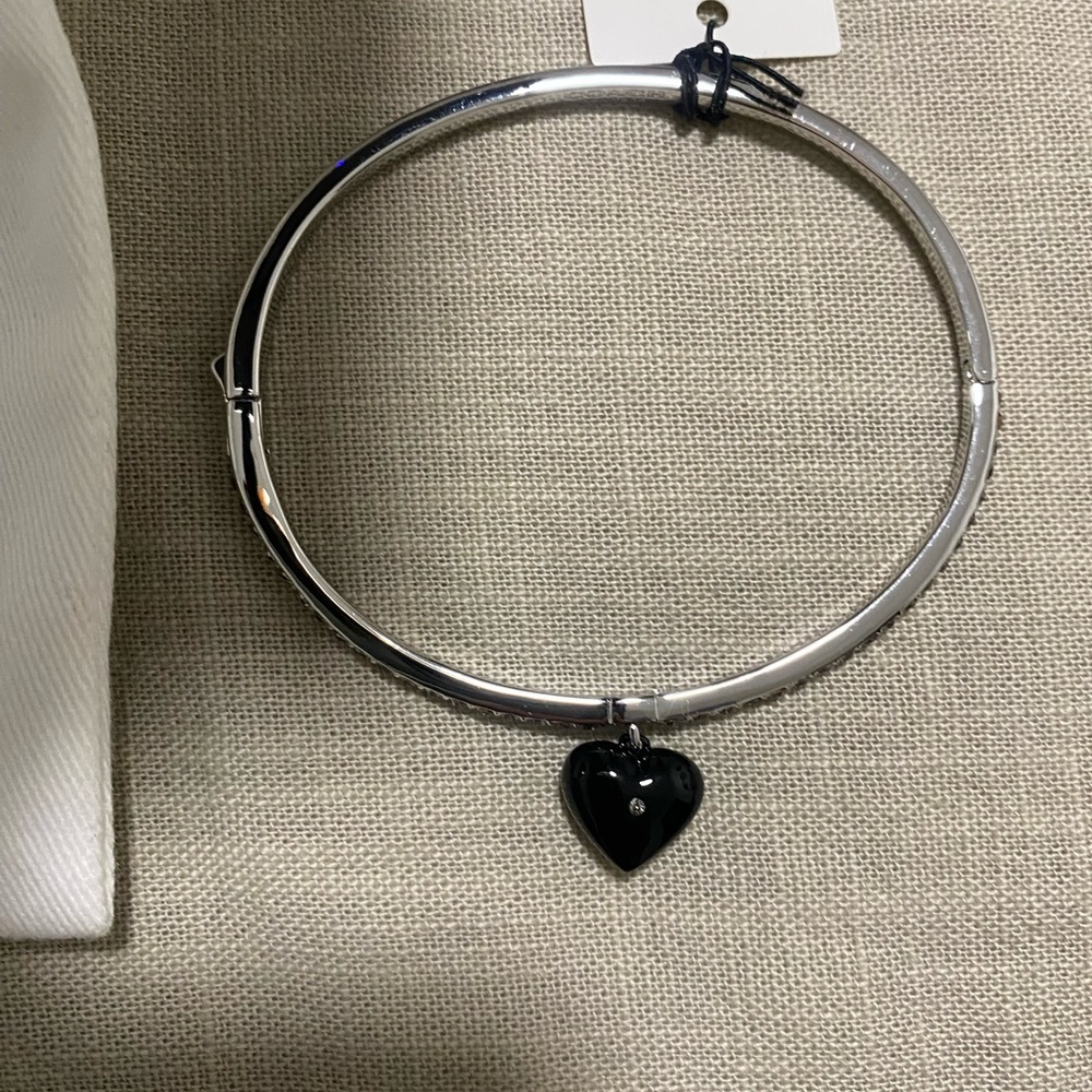 Coach Silver Bracelet with Black Heart Charm